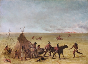 Indian Family Alarmed At The Approach of a Prairie Fire 1846-1848