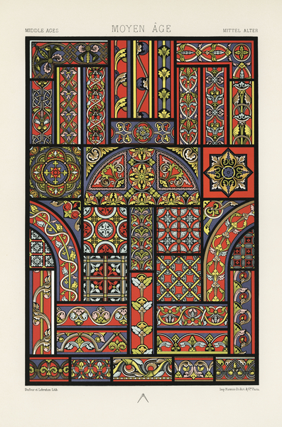 Middle-Ages pattern. 1888 edition Lornement Polychrome by Albert Racine 1825–1893. by IStockHistory com