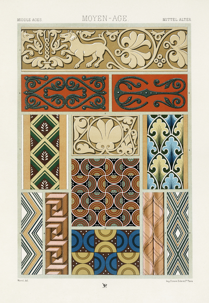 Middle-Ages pattern. 1888 edition Lornement Polychrome by Albert Racine 1825–1893. by IStockHistory com