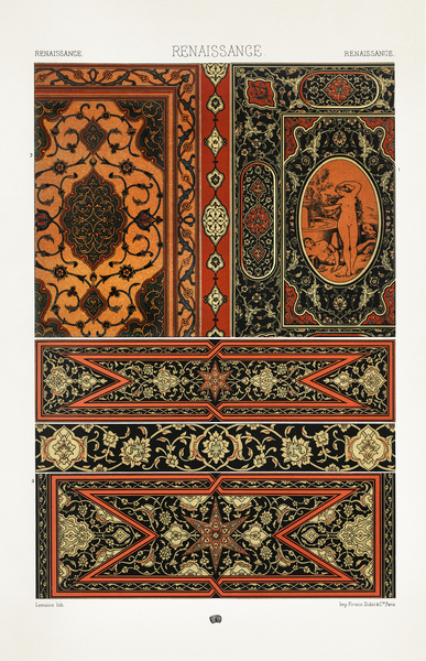 Renaissance pattern. 1888 edition Lornement Polychrome by Albert Racine 1825–1893. by IStockHistory com