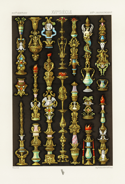 16th Century pattern. 1888 edition Lornement Polychrome by Albert Racine 1825–1893. by IStockHistory com