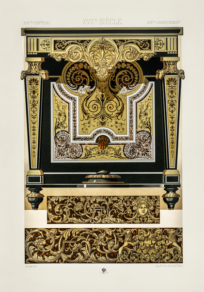 17th Century pattern. 1888 edition Lornement Polychrome by Albert Racine 1825–1893. by IStockHistory com
