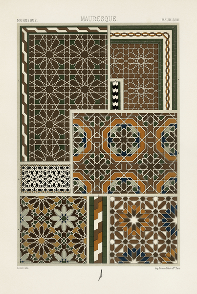 Moresque pattern. 1888 edition Lornement Polychrome by Albert Racine 1825–1893. by IStockHistory com
