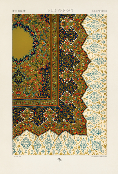 Indo-Persian pattern. 1888 edition Lornement Polychrome by Albert Racine 1825–1893. by IStockHistory com