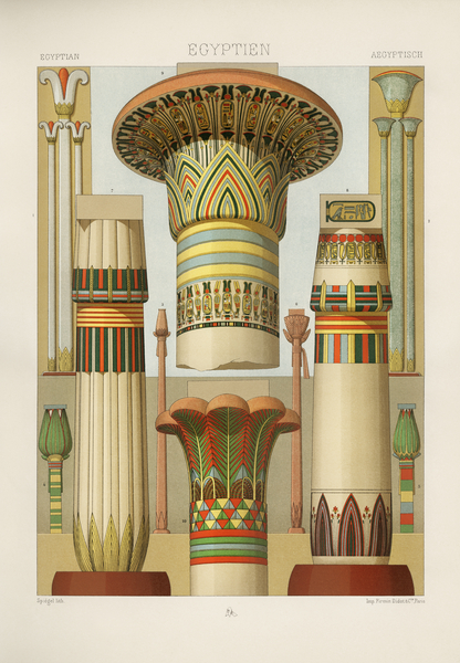 Egyptian pattern. 1888 edition Lornement Polychrome by Albert Racine 1825–1893. by IStockHistory com