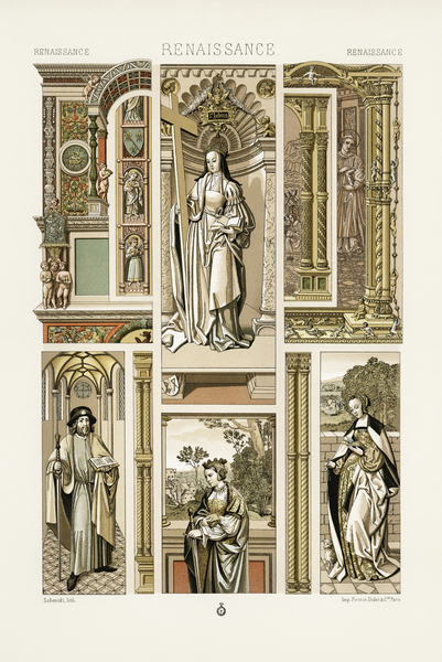 Renaissance pattern. 1888 edition Lornement Polychrome by Albert Racine 1825–1893. by IStockHistory com