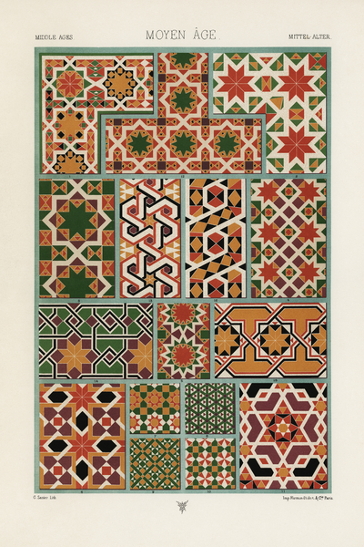 Middle-Ages pattern. 1888 edition Lornement Polychrome by Albert Racine 1825–1893. by IStockHistory com