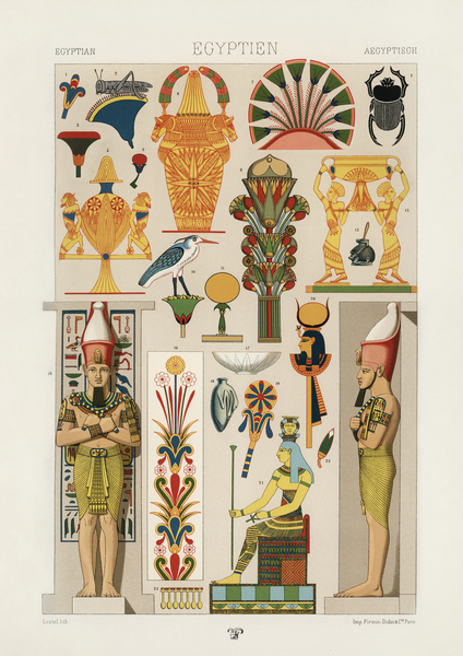 Egyptian pattern Lornement Polychrome 1888 by Albert Racinet 1825-1893. 1888 edition. by IStockHistory com