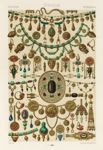 Etruscan pattern. 1888 edition Lornement Polychrome by Albert Racine 1825–1893. by IStockHistory com