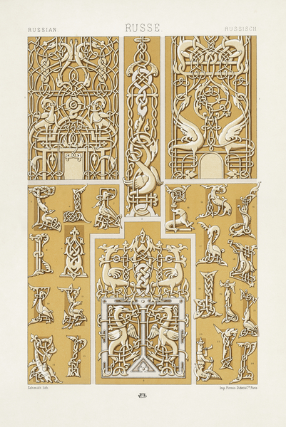 Russian pattern. 1888 edition Lornement Polychrome by Albert Racine 1825–1893. by IStockHistory com