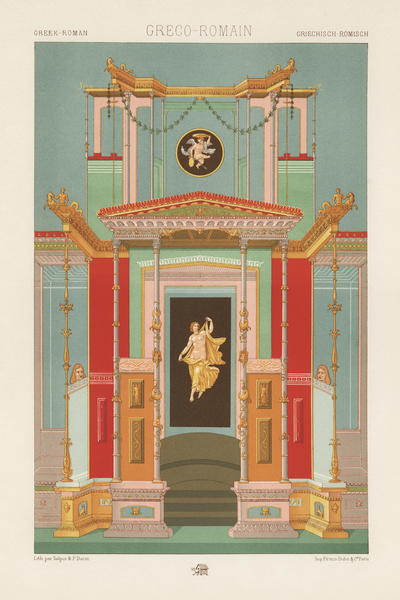 Greek-Roman pattern. 1888 edition Lornement Polychrome by Albert Racine 1825–1893. by IStockHistory com