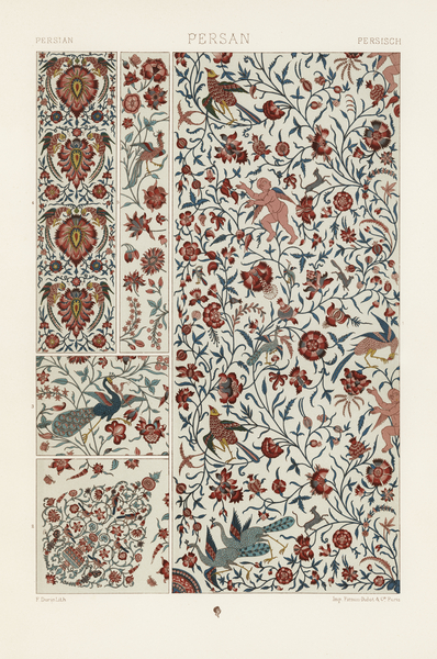 Persian pattern Lornement Polychrome 1888 by Albert Racinet 1825-1893. 1888 edition. by IStockHistory com