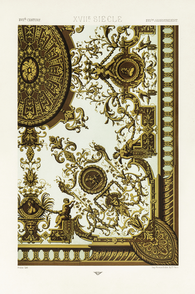 17th Century pattern. 1888 edition Lornement Polychrome by Albert Racine 1825–1893. by IStockHistory com