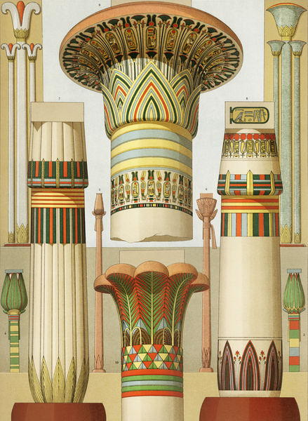 Egyptian pattern. 1888 edition Lornement Polychrome by Albert Racine 1825–1893. by IStockHistory com
