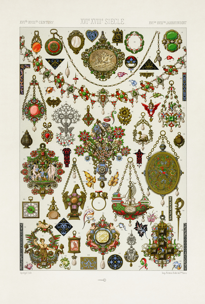 16th and 17th Century pattern. 1888 edition Lornement Polychrome by Albert Racine 1825–1893. by IStockHistory com