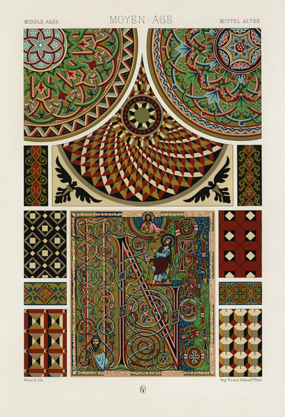 Middle-Ages pattern. 1888 edition Lornement Polychrome by Albert Racine 1825–1893. by IStockHistory com