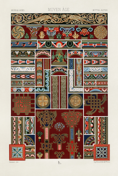 Middle-Ages pattern. 1888 edition Lornement Polychrome by Albert Racine 1825–1893. by IStockHistory com