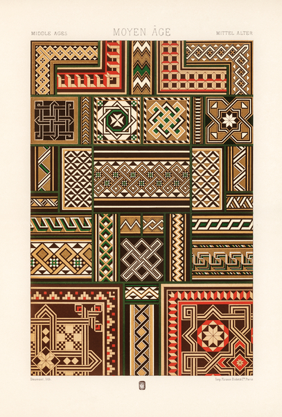 Middle-Ages pattern. 1888 edition Lornement Polychrome by Albert Racine 1825–1893. by IStockHistory com