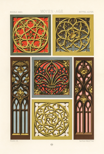 Middle-Ages pattern. 1888 edition Lornement Polychrome by Albert Racine 1825–1893. by IStockHistory com