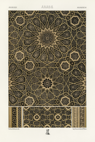 Arabian pattern Lornement Polychrome 1888 by Albert Racinet 1825-1893. 1888 edition. by IStockHistory com