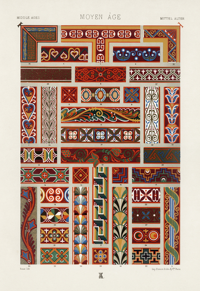 Middle-Ages pattern. 1888 edition Lornement Polychrome by Albert Racine 1825–1893. by IStockHistory com