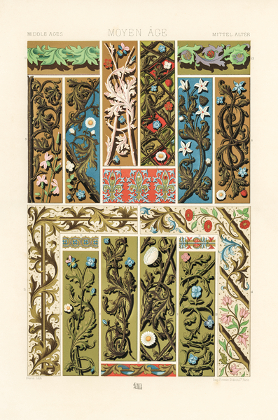 Middle-Ages pattern. 1888 edition Lornement Polychrome by Albert Racine 1825–1893. by IStockHistory com