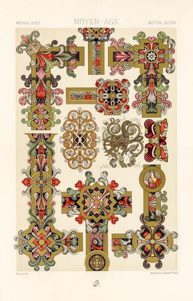 Middle-Ages pattern. 1888 edition Lornement Polychrome by Albert Racine 1825–1893. by IStockHistory com