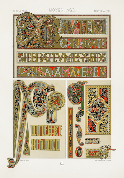 Middle-Ages pattern. 1888 edition Lornement Polychrome by Albert Racine 1825–1893. by IStockHistory com