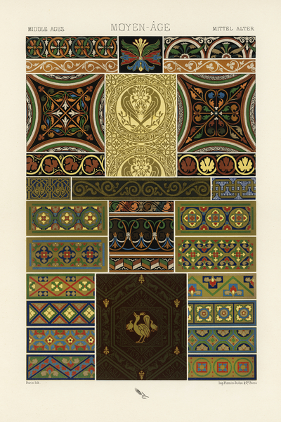 Middle-Ages pattern. 1888 edition Lornement Polychrome by Albert Racine 1825–1893. by IStockHistory com