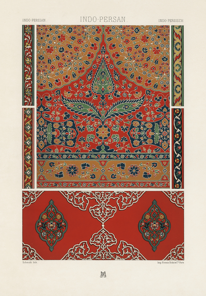Indo-Persian pattern. 1888 edition Lornement Polychrome by Albert Racine 1825–1893. by IStockHistory com