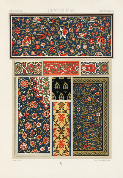 Indo-Persian pattern. 1888 edition Lornement Polychrome by Albert Racine 1825–1893. by IStockHistory com