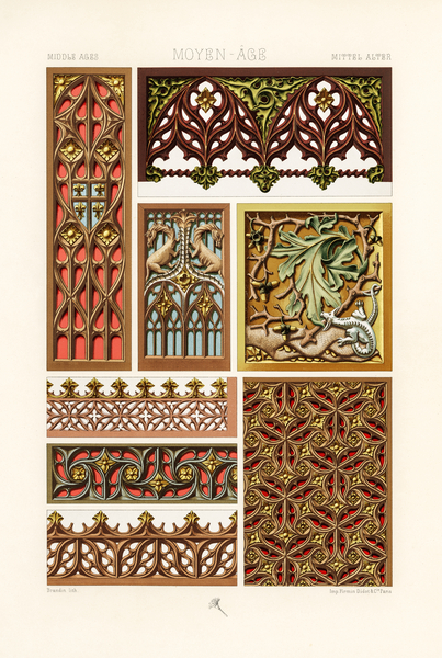 Middle-Ages pattern. 1888 edition Lornement Polychrome by Albert Racine 1825–1893. by IStockHistory com