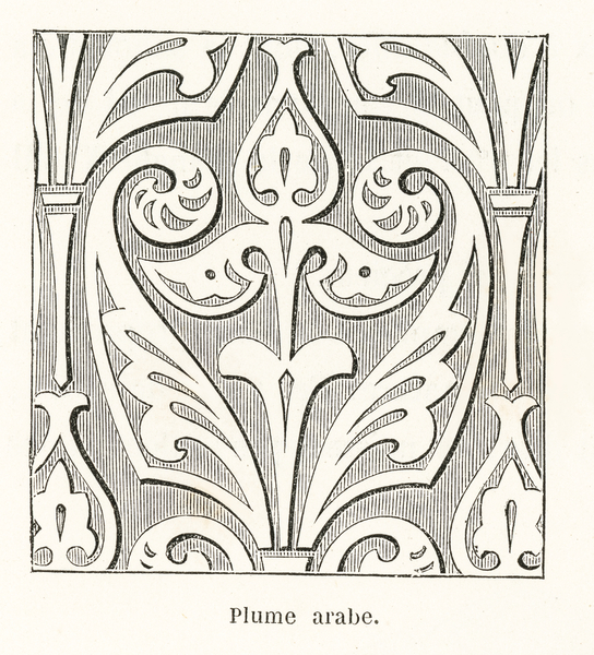 Arabic feather design. 1888 edition Lornement Polychrome by Albert Racine 1825–1893. by IStockHistory com