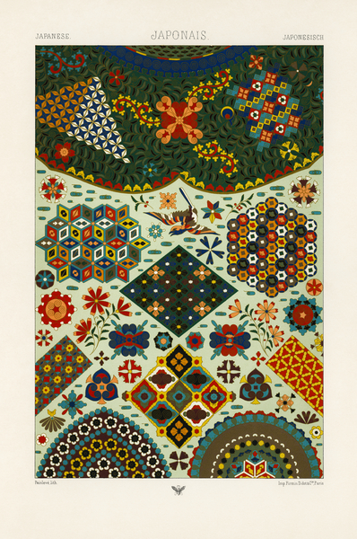 Japanese pattern. 1888 edition Lornement Polychrome by Albert Racine 1825–1893. by IStockHistory com