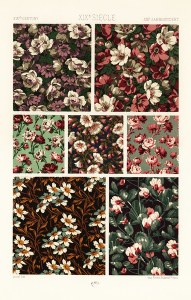 19th Century pattern. 1888 edition Lornement Polychrome by Albert Racine 1825–1893. by IStockHistory com