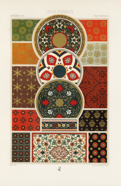 Indo-Persian pattern. 1888 edition Lornement Polychrome by Albert Racine 1825–1893. by IStockHistory com
