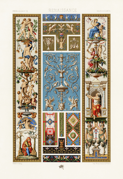 Renaissance pattern. 1888 edition Lornement Polychrome by Albert Racine 1825–1893. by IStockHistory com