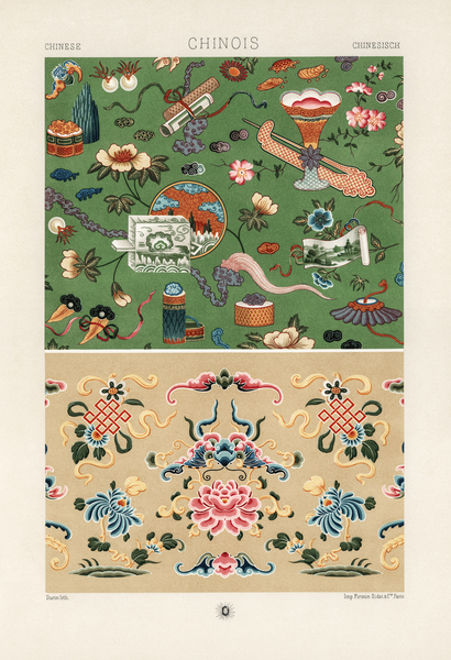 Chinese pattern Lornement Polychrome 1888 by Albert Racinet 1825-1893. 1888 edition. by IStockHistory com