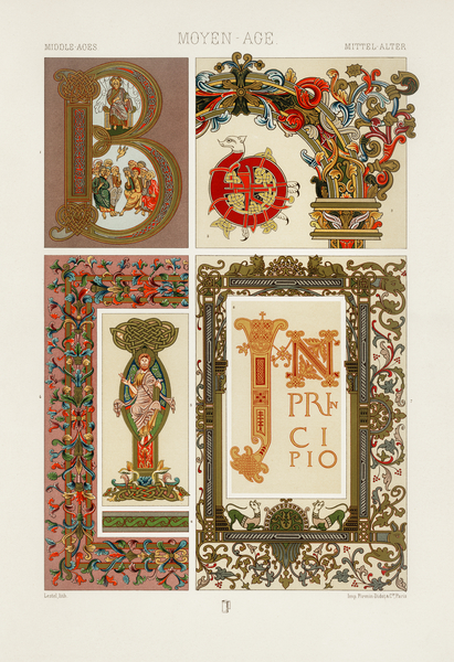 Middle-Ages pattern. 1888 edition Lornement Polychrome by Albert Racine 1825–1893. by IStockHistory com