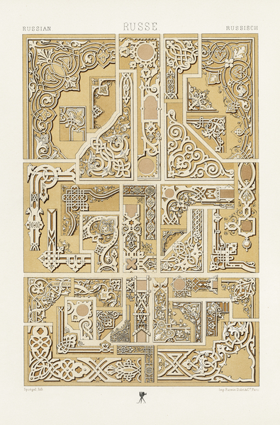 Russian pattern. 1888 edition Lornement Polychrome by Albert Racine 1825–1893. by IStockHistory com