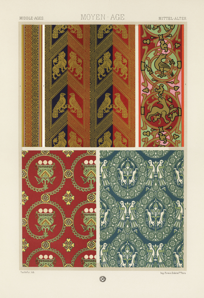 Middle-Ages pattern. 1888 edition Lornement Polychrome by Albert Racine 1825–1893. by IStockHistory com