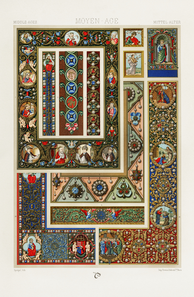 Middle-Ages pattern. 1888 edition Lornement Polychrome by Albert Racine 1825–1893. by IStockHistory com