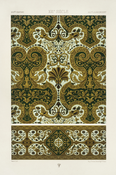 17th Century pattern. 1888 edition Lornement Polychrome by Albert Racine 1825–1893. by IStockHistory com