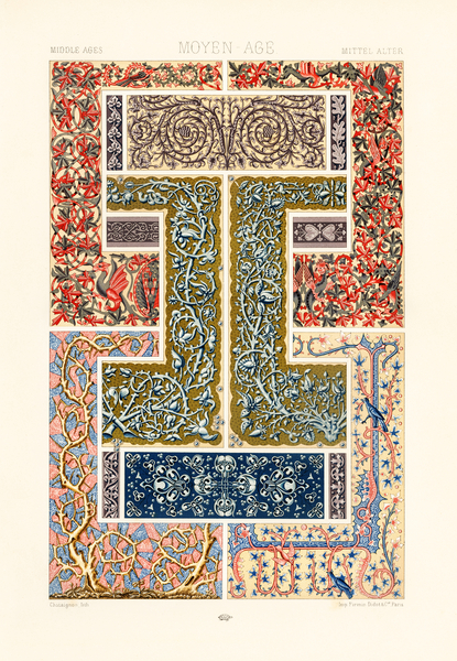 Middle-Ages pattern. 1888 edition Lornement Polychrome by Albert Racine 1825–1893. by IStockHistory com
