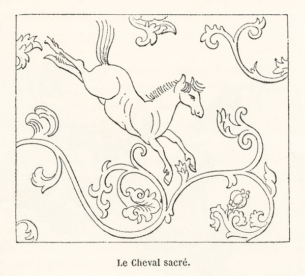 Sacred horse illustration. 1888 edition Lornement Polychrome by Albert Racine 1825–1893. by IStockHistory com