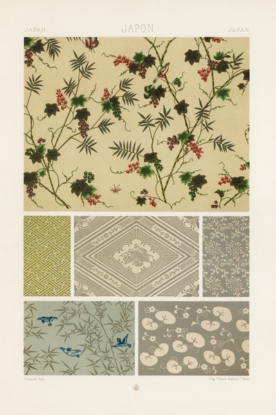 Japan pattern Lornement Polychrome 1888 by Albert Racinet 1825-1893. 1888 edition. by IStockHistory com
