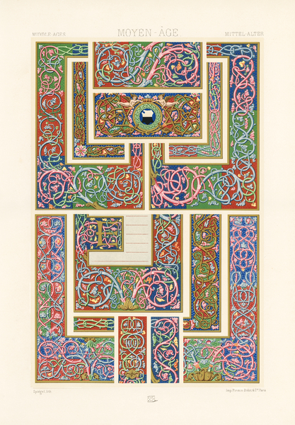 Middle-Ages pattern. 1888 edition Lornement Polychrome by Albert Racine 1825–1893. by IStockHistory com