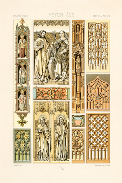 Middle-Ages pattern. 1888 edition Lornement Polychrome by Albert Racine 1825–1893. by IStockHistory com