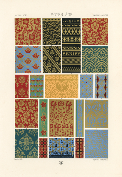 Middle-Ages pattern.  1888 edition Lornement Polychrome by Albert Racine 1825–1893. by IStockHistory com