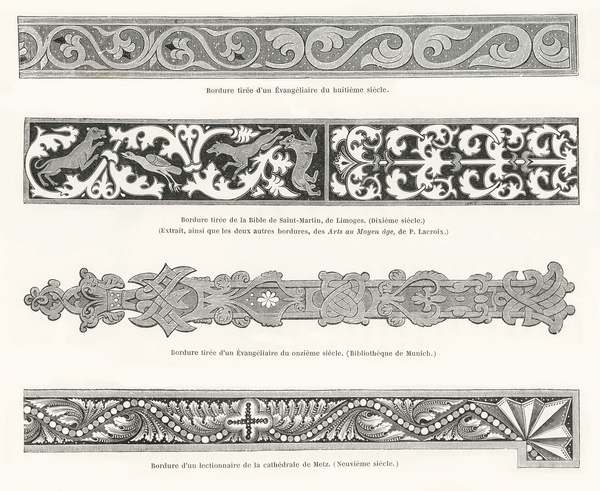 Ornate border Illustrations. 1888 edition Lornement Polychrome by Albert Racine 1825–1893. by IStockHistory com